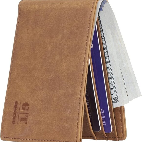 Slim Wallet for Men Minimalist Leather ID Window Front Pocket Bifold Wallet - Picture 7 of 7